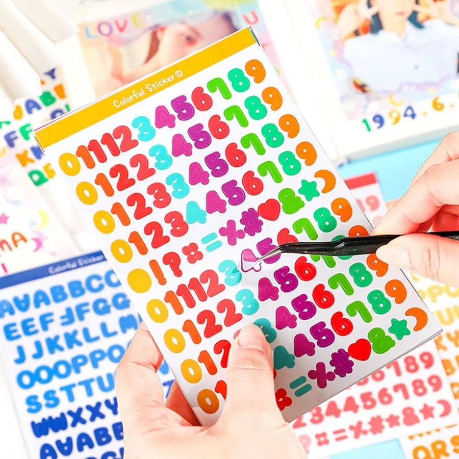 2400 Pieces Small Colorful Vinyl Letter Stickers 24 Sheets Self Adhesive Mini Alphabet Stickers 0.5 Inch Numbers Letters Labels