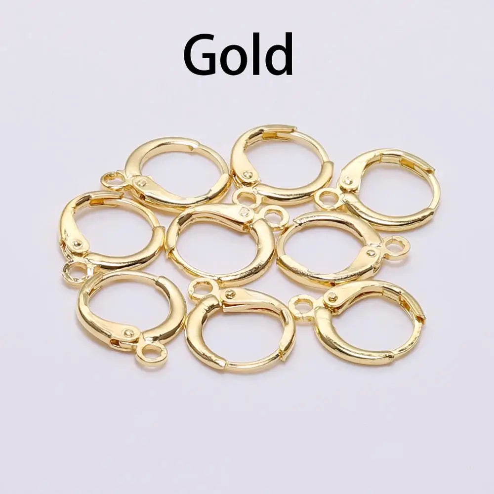 20pcs, Gold  France Lever Earring Hooks Wire Settings Base Earrings Hoops