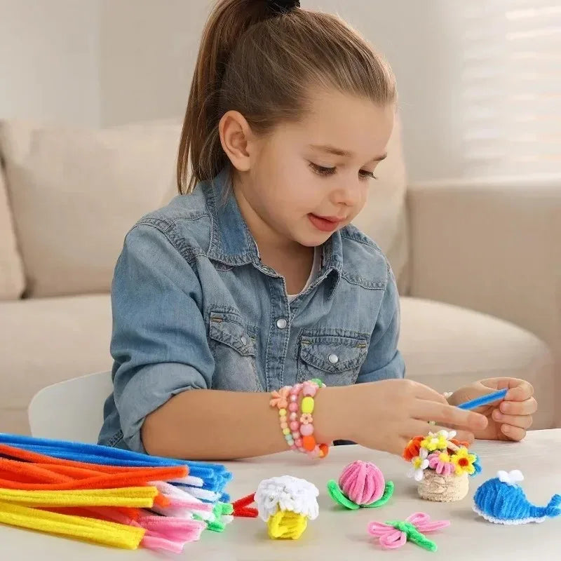 1000/10pcs Colorful Twisting fluffy Pipe Cleaners Stems