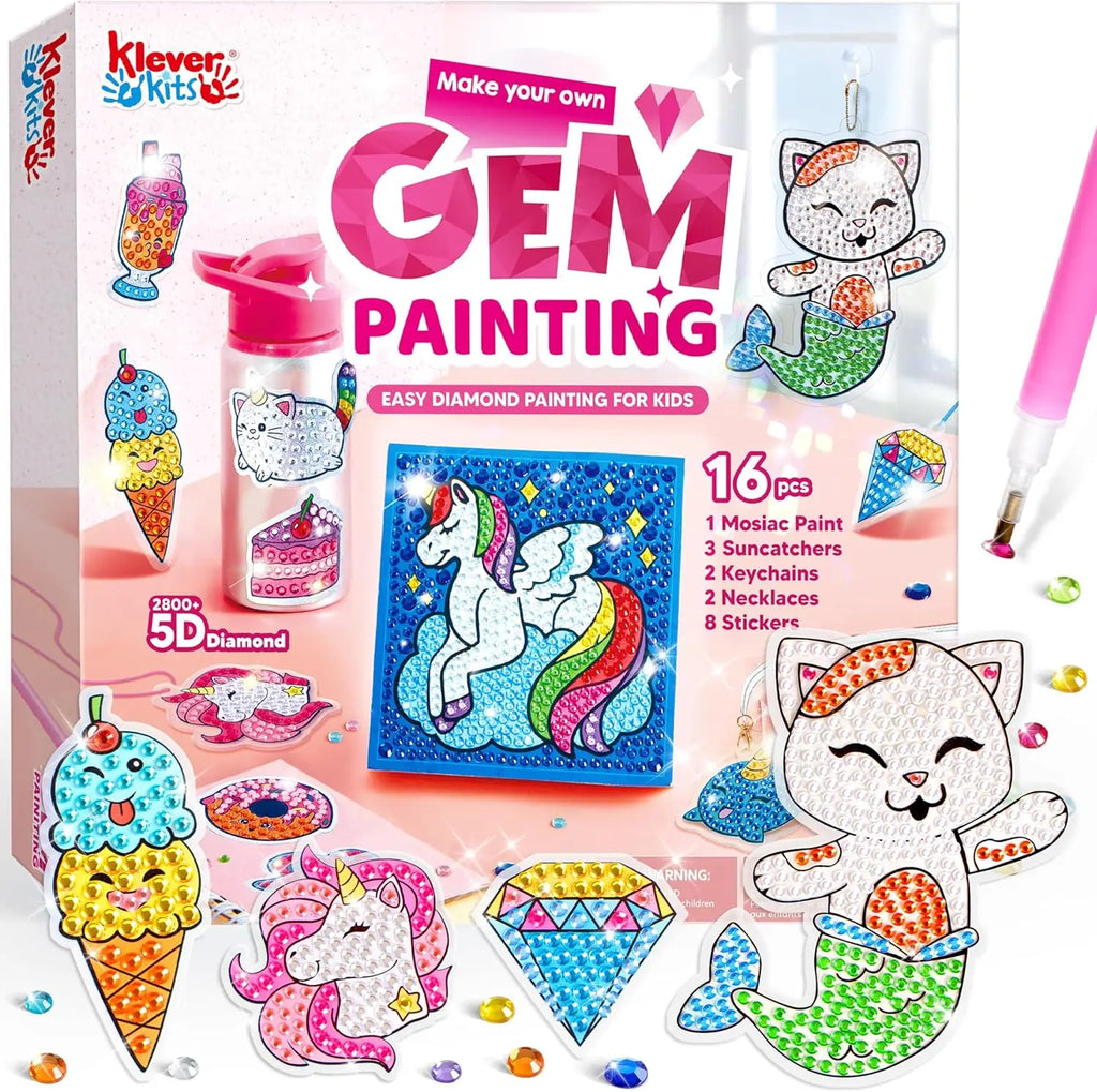 16 Projects Gem Painting Kits Diamond Gem  with 5D Gem for Girls Ages 6-12