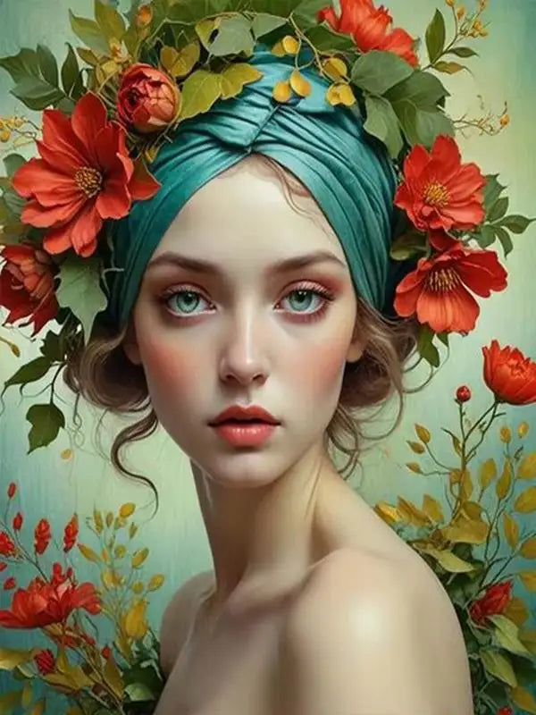120 Colors Resin DIY Diamond Painting Beautiful Woman with Glasses Flower with Sticker.