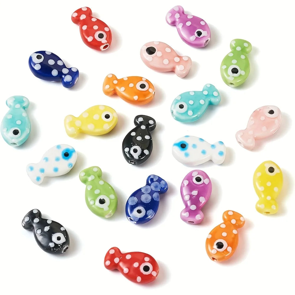 38pcs Fish-shaped Ceramic Beads Handcrafted DIY Jewelry Making Accessories