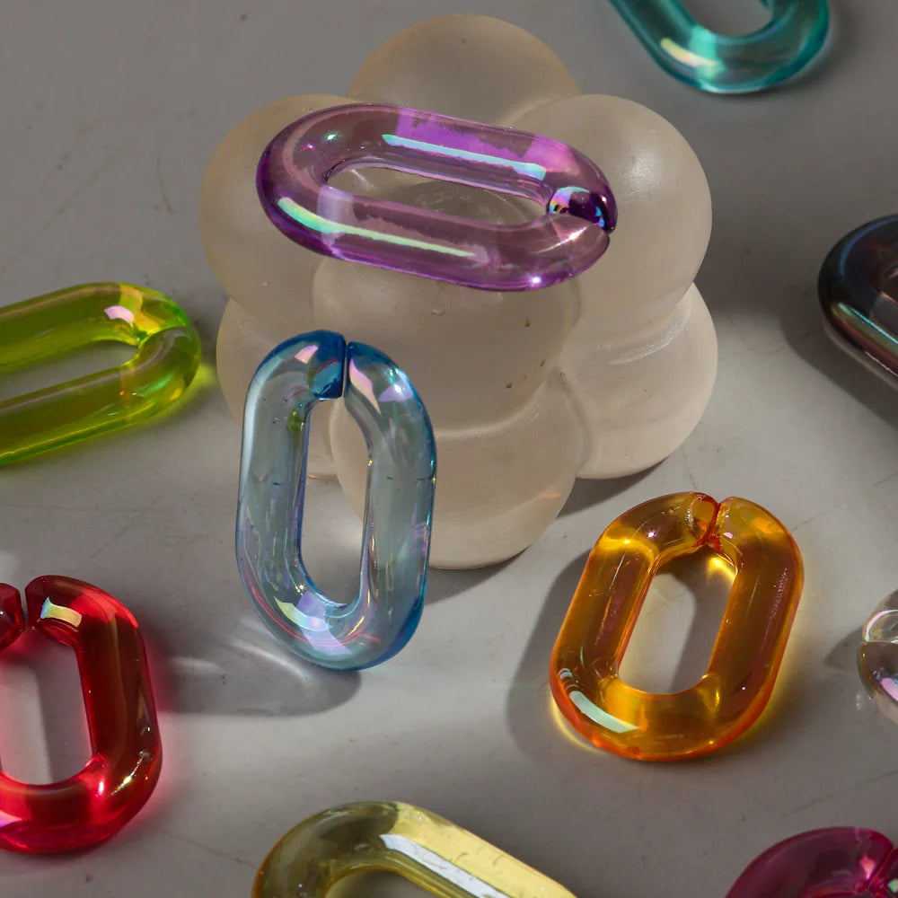 Colorful 20pc Transparent Oval LinkOval Link Chain Beads