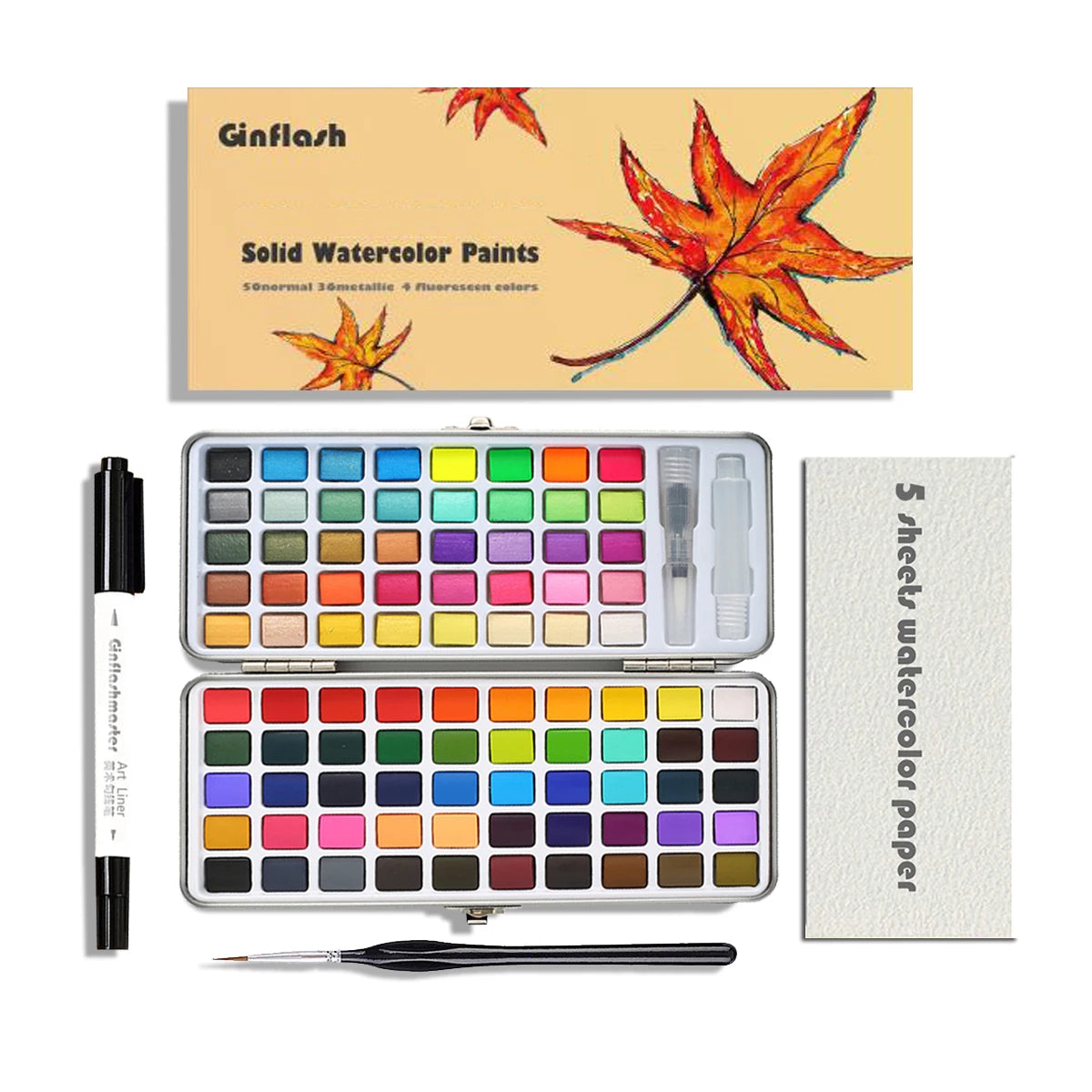 50/90 Color Solid Watercolor Paint Set , Metal Box