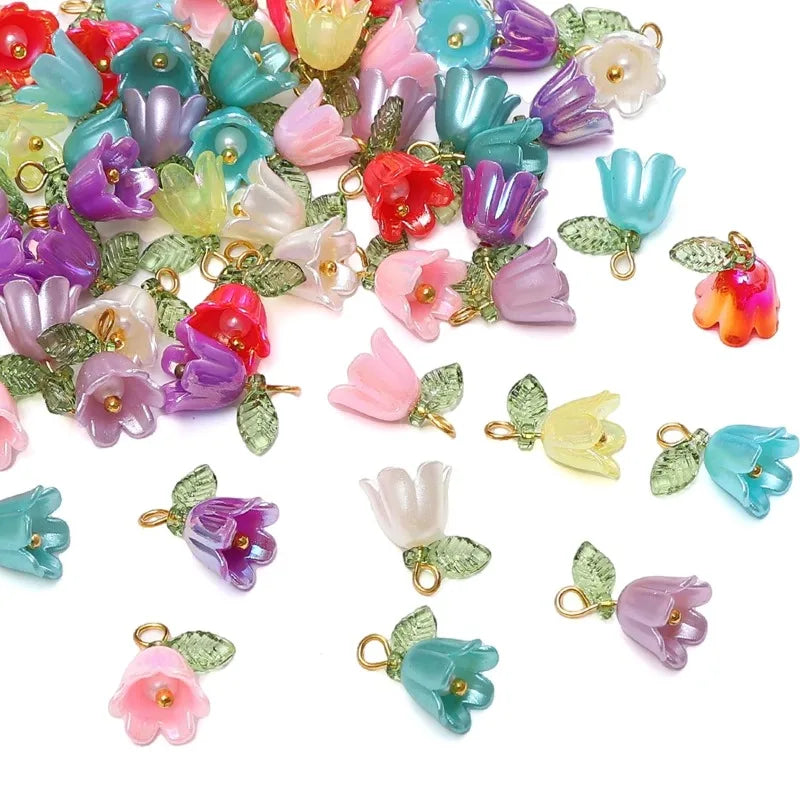 11x14mm 2-10Pcs lily of the valley flower bud beads plated with colored loose beads
