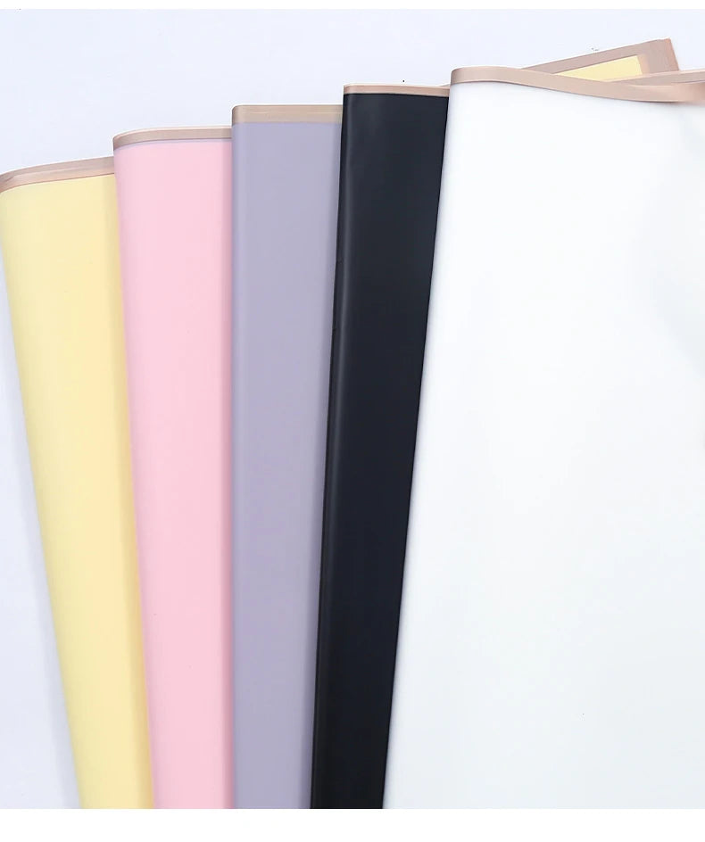 10 Sheets Flower Wrapping Paper with Golden Edges, Waterproof.