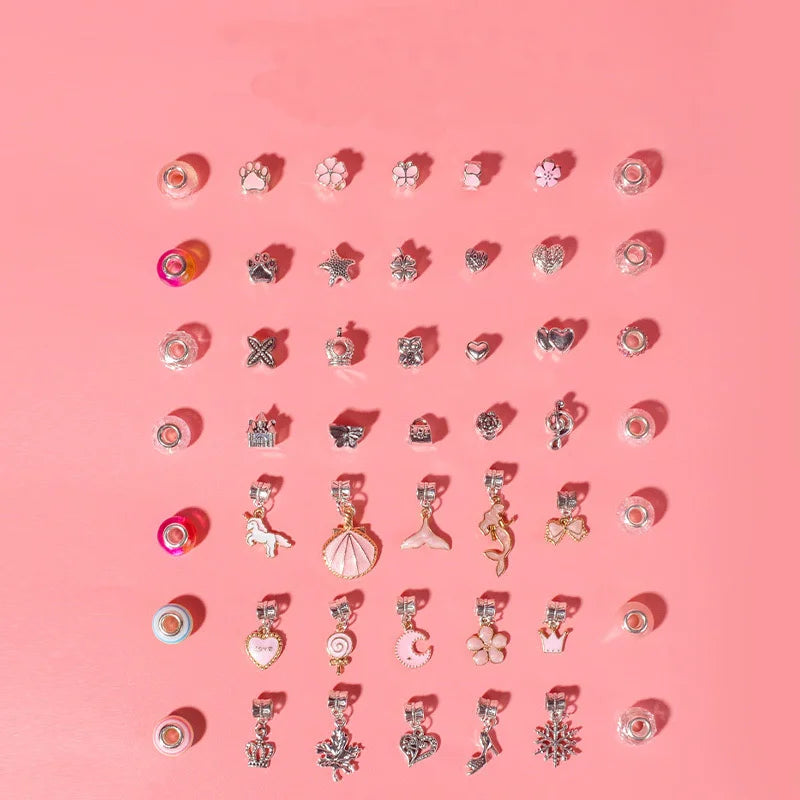DIY handmade beaded bracelet Girl's birthday gift box set Pink
