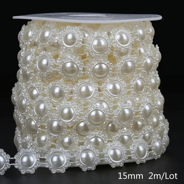 ABS Imitation Ivory Pearl Bead Chain Line Cord Thread Trim for DIY Wedding Party Decoration & Jewelry Findings Craft Accessories