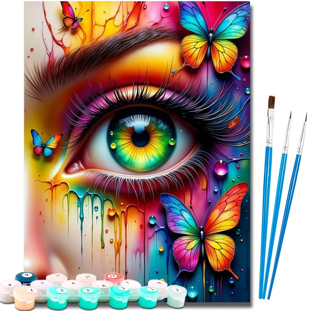 Eye Portrait Diy Art Paint By Numbers Butterfly