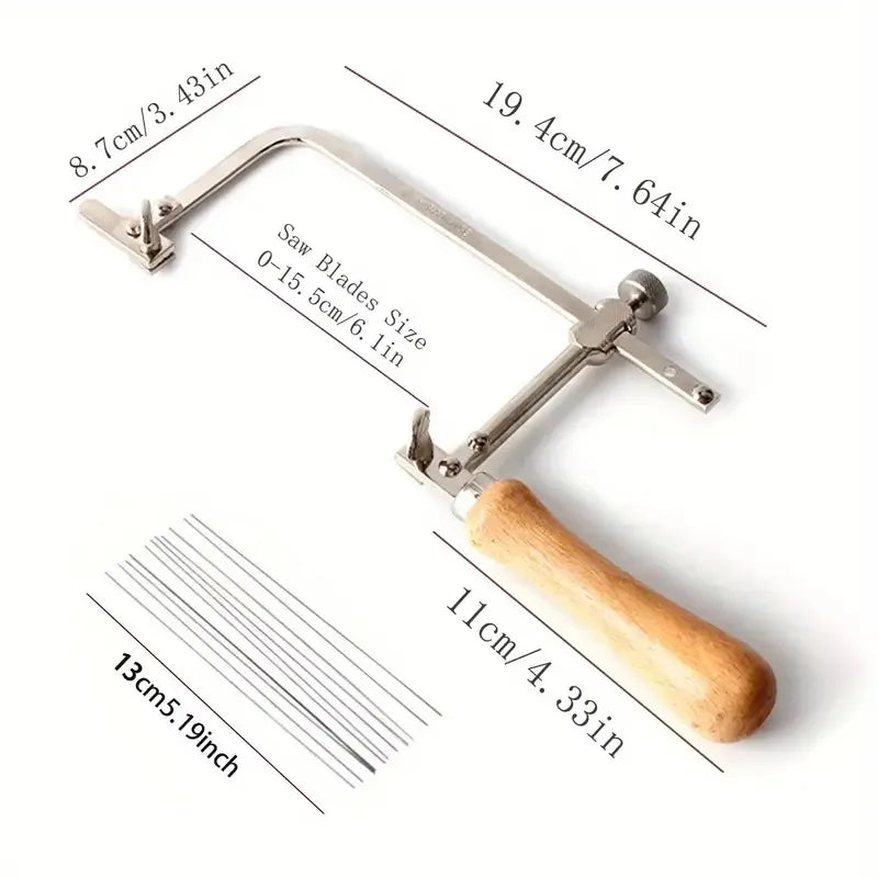 Professional jeweler saw set, adjustable U-shap bow with 12 blades