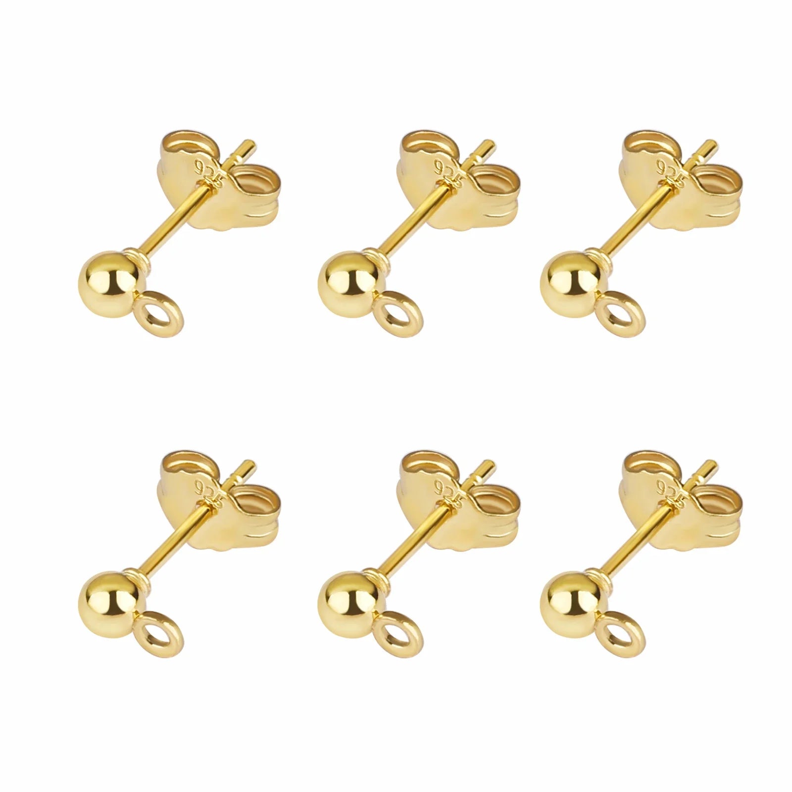 50pcs/Bag 925 Silver Stainless Steel Earring Studs Blank Post Base Pins With Earring Plug