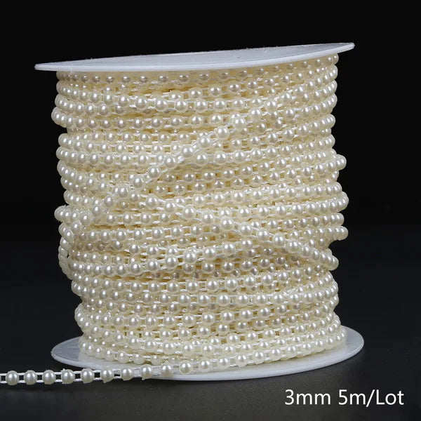 ABS Imitation Ivory Pearl Bead Chain Line Cord Thread Trim for DIY Wedding Party Decoration & Jewelry Findings Craft Accessories