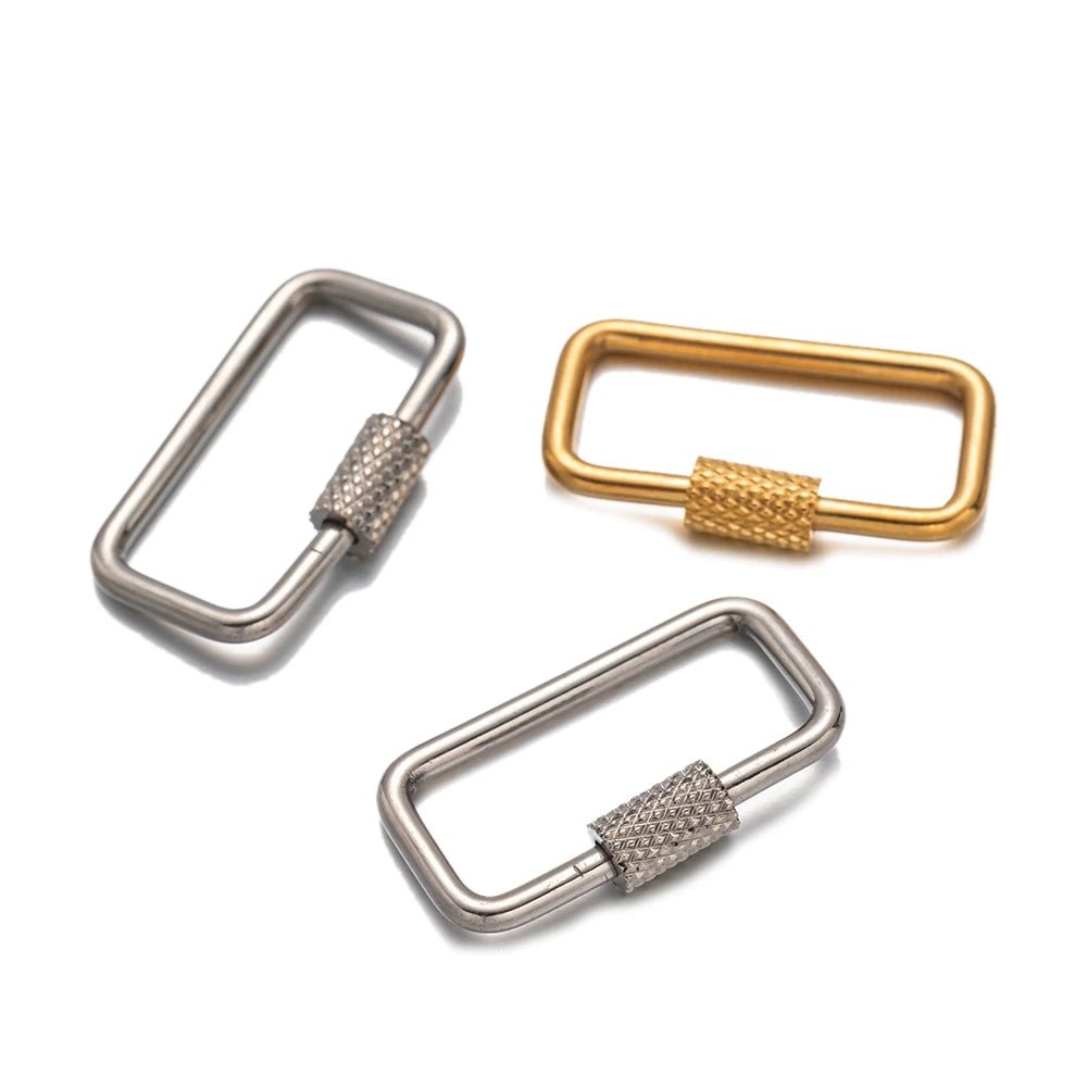 5pcs Stainless Steel Oval Star Buckle Carabiner Screw Lock Clasps For DIY Key ring