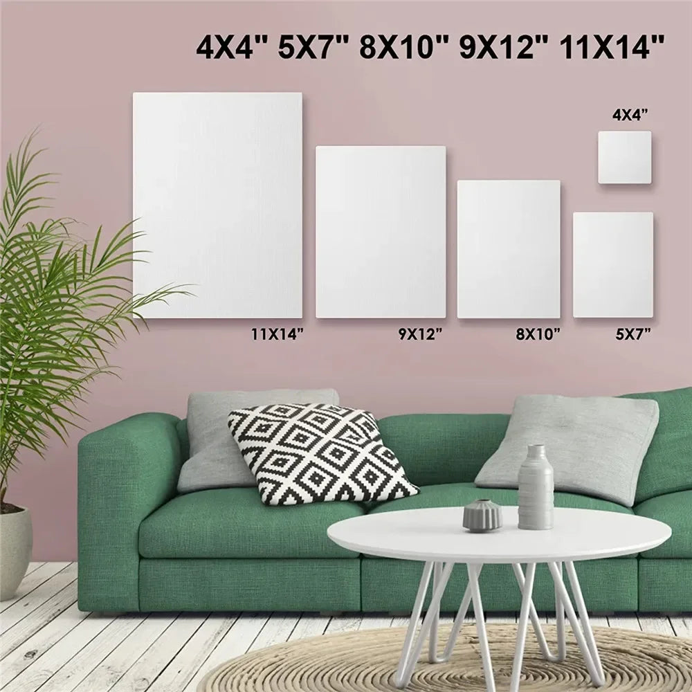4pcs/pack Professional Stretched Canvas Primed White