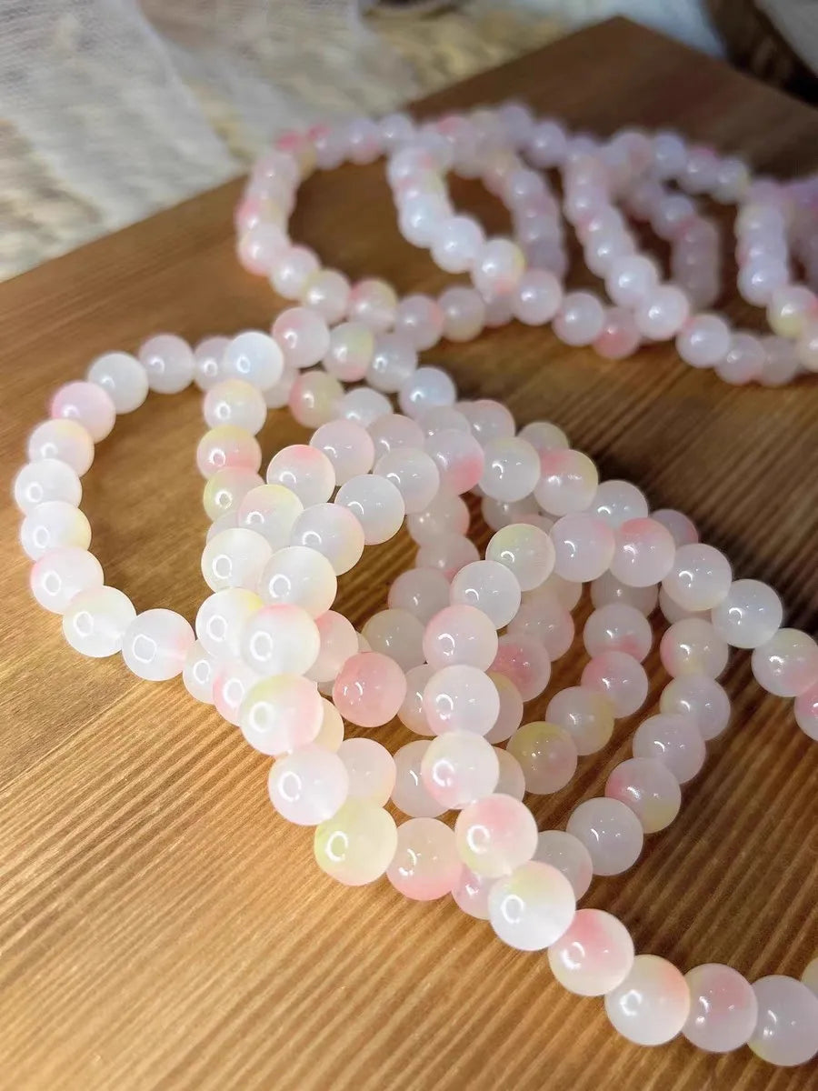 50pcs 8/10mm Dual Color Glass Round Loose Spacer Beads Jewelry Making