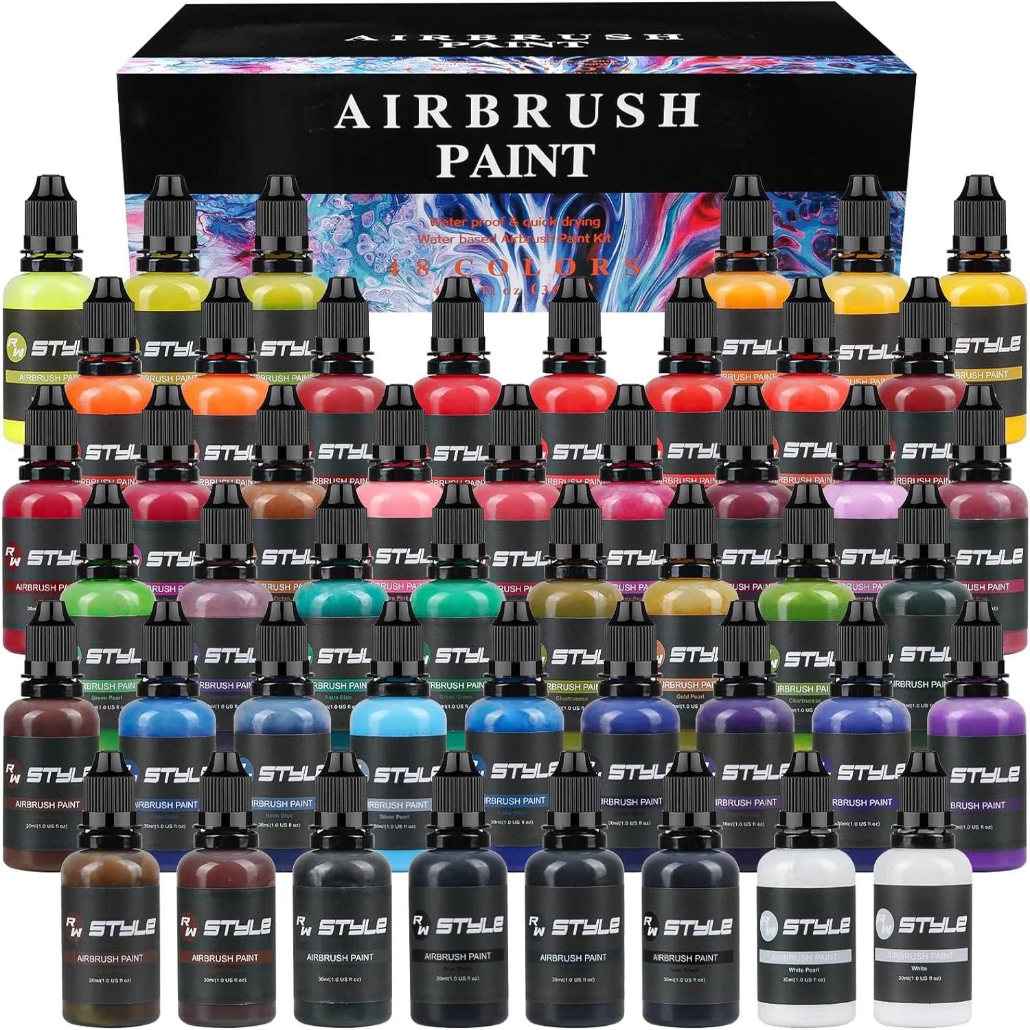 48 Colors Airbrush Paint Set 1fl oz,  Acrylic Air brush Paint