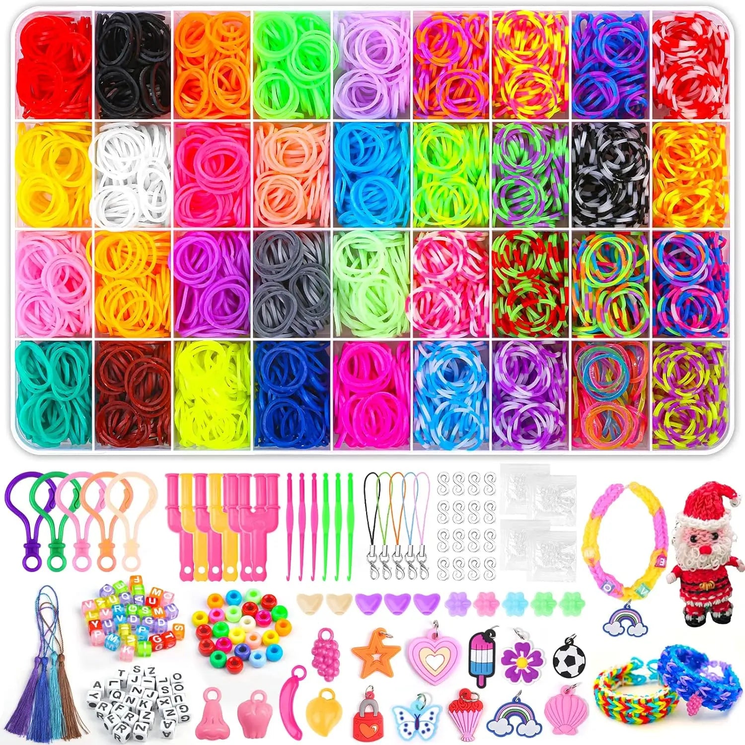 36 Colors Colorful Rubber Bands Looming Kit for DIY Refill Bracelet Making Craft Kits, Larg