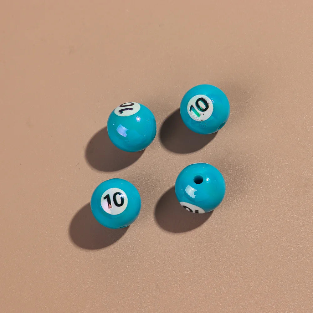20pcs Iridescent Acrylic 16mm Round Digital Billiards Loose Bead for DIY Bracelet Necklace Keychain Jewelry Making Accessories