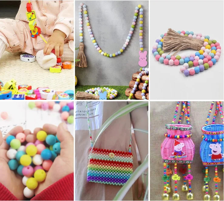 Wooden Beads Multi Colors Round Shaped DIY Craft Bracelet Necklaces Jewelry Accessories