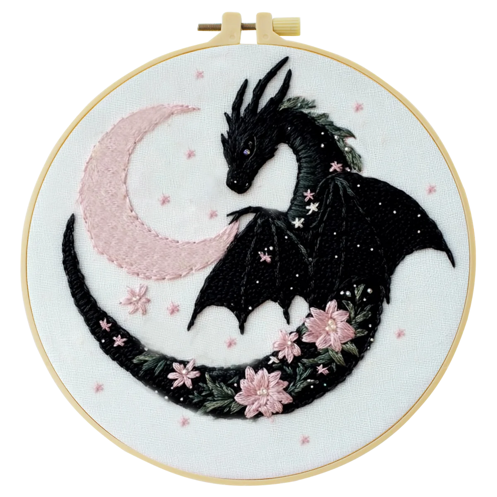 1pc 20X20CM/7.87inch The Dragon and the Moon Embroidery Starter Kit