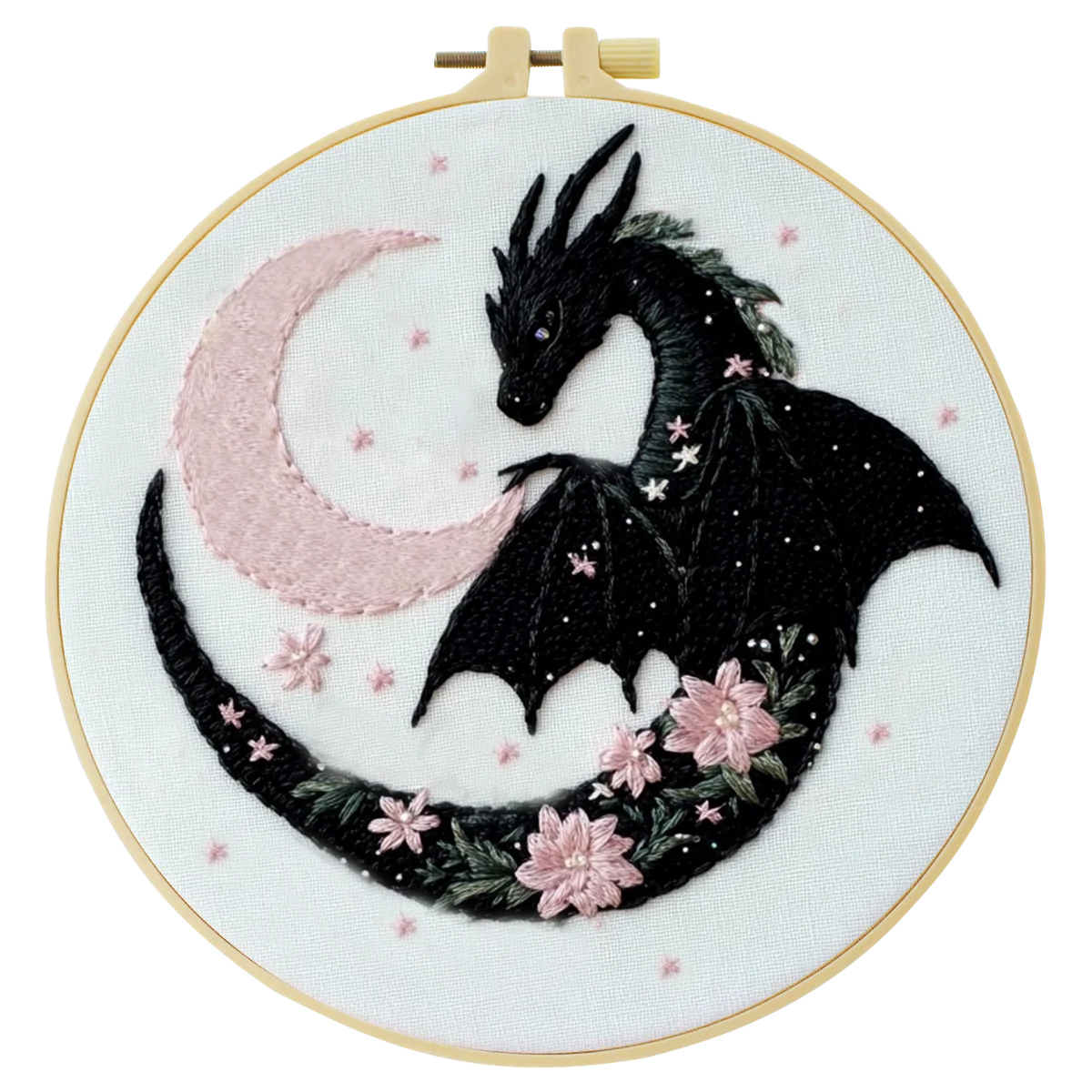 1pc 20X20CM/7.87inch The Dragon and the Moon Embroidery Starter Kit