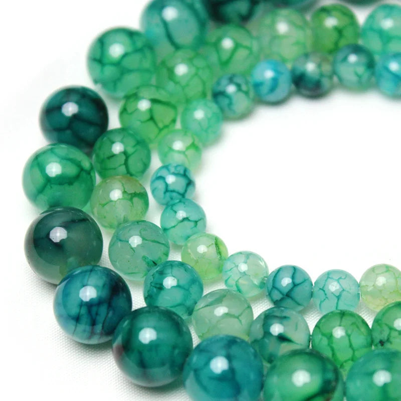 6/8/10mm Natural Green Round Stone Loose Spacer Beads