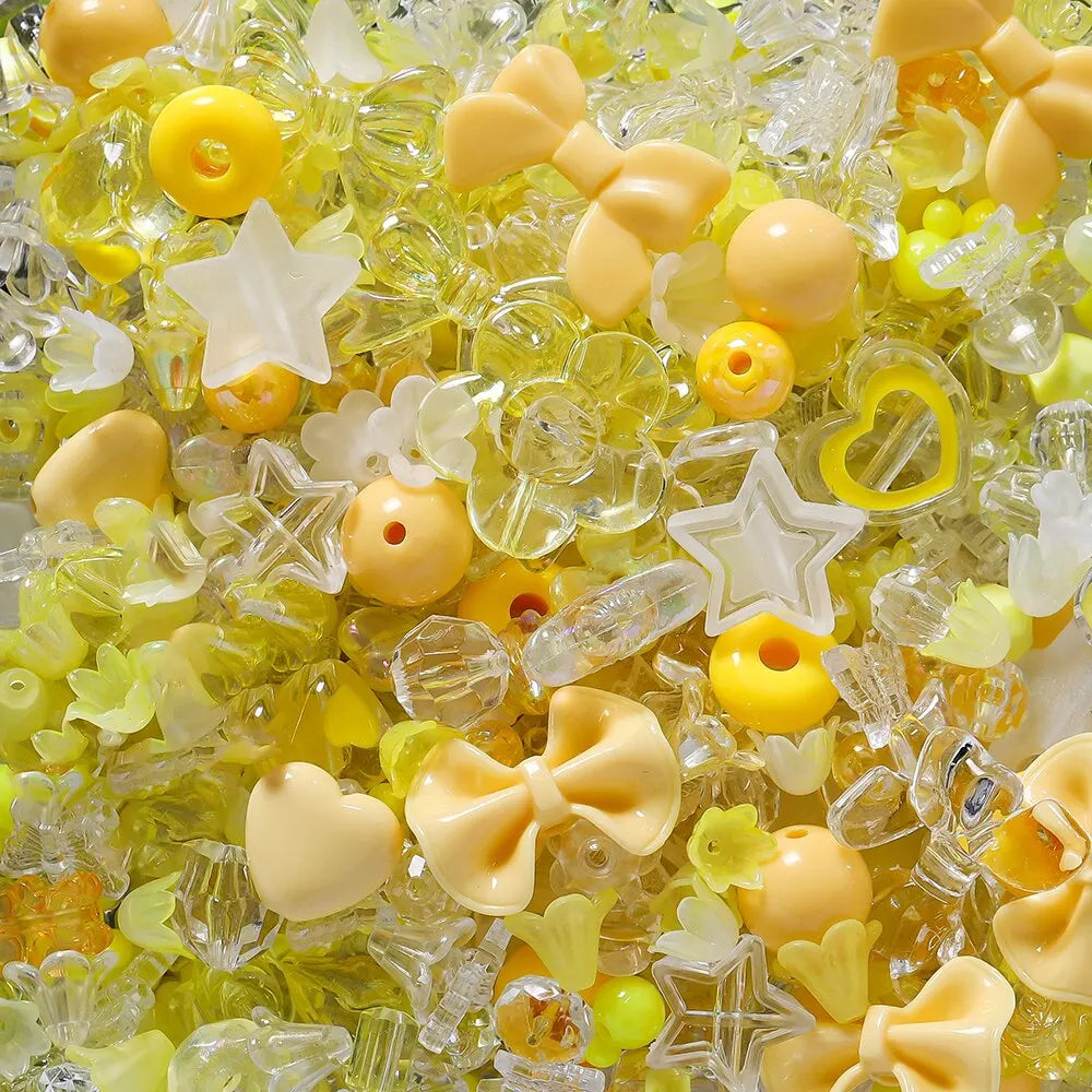 40g/lot Mixed style Flowers Heart Colorful Acrylic Beads