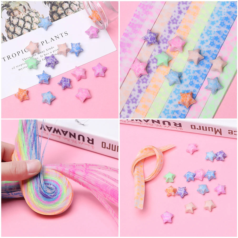 210pcs/lot Happy Glow in Dark Lucky Star Origami FluorescencePaper