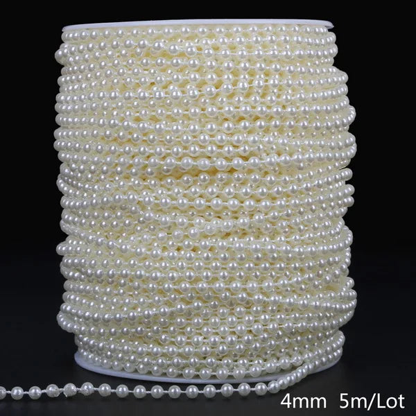 ABS Imitation Ivory Pearl Bead Chain Line Cord Thread Trim for DIY Wedding Party Decoration & Jewelry Findings Craft Accessories