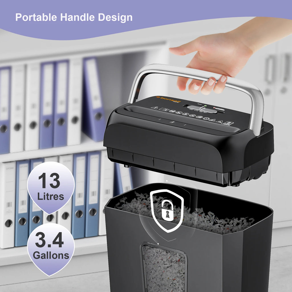 Bonsaii 6-Sheet Cross Cut Paper Shredder Home Office