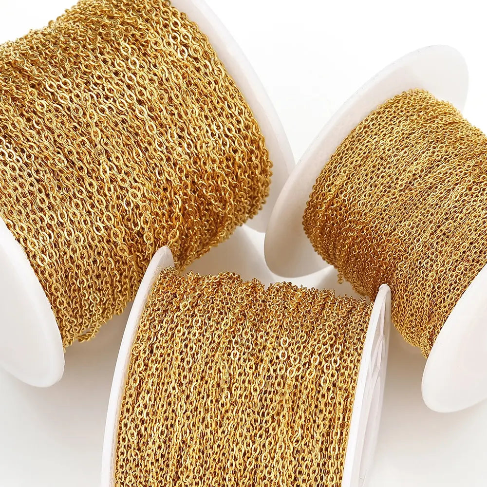 10 Meters Stainless Steel Chain,Gold&Steel Color Link for DIY Jewelry Making
