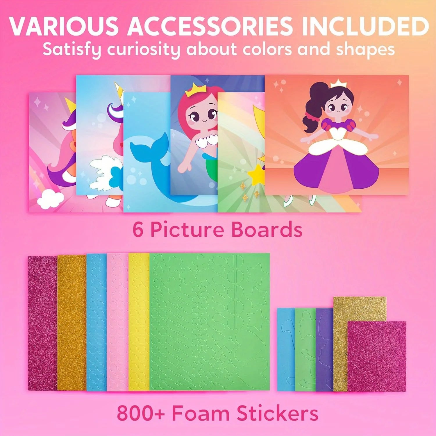 Kids Foam Art Kit Foam Stickers with 6 Art Board and 800+ Stickers DIY Arts Crafts
