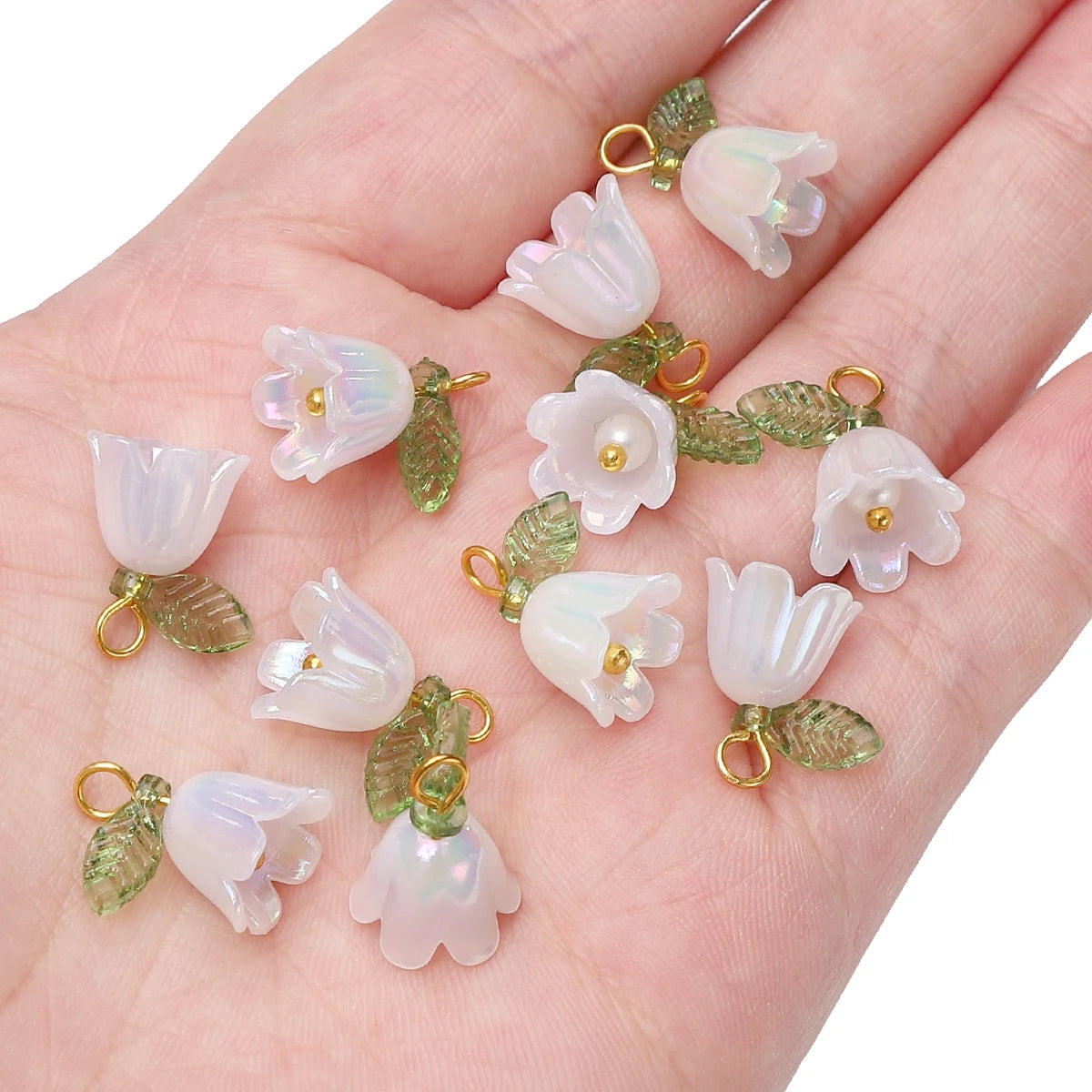 11x14mm 2-10Pcs lily of the valley flower bud beads plated with colored loose beads
