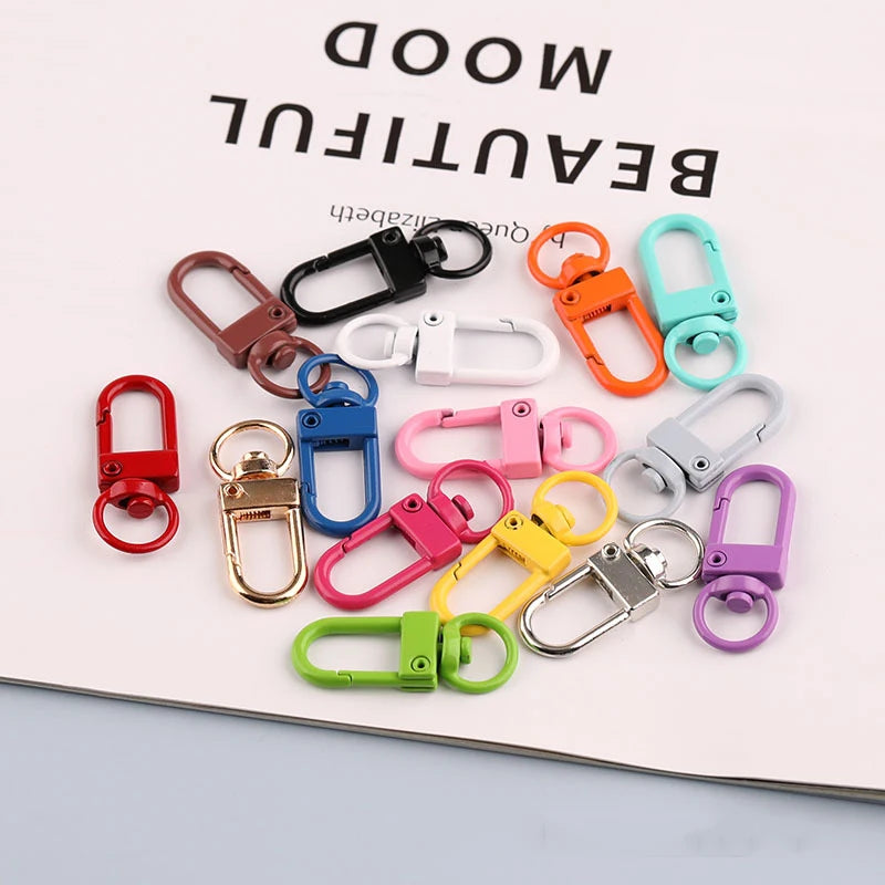 10pcs/lot 12x33mm Rotating Dog Buckle Colorful Lobster Clasps Hooks