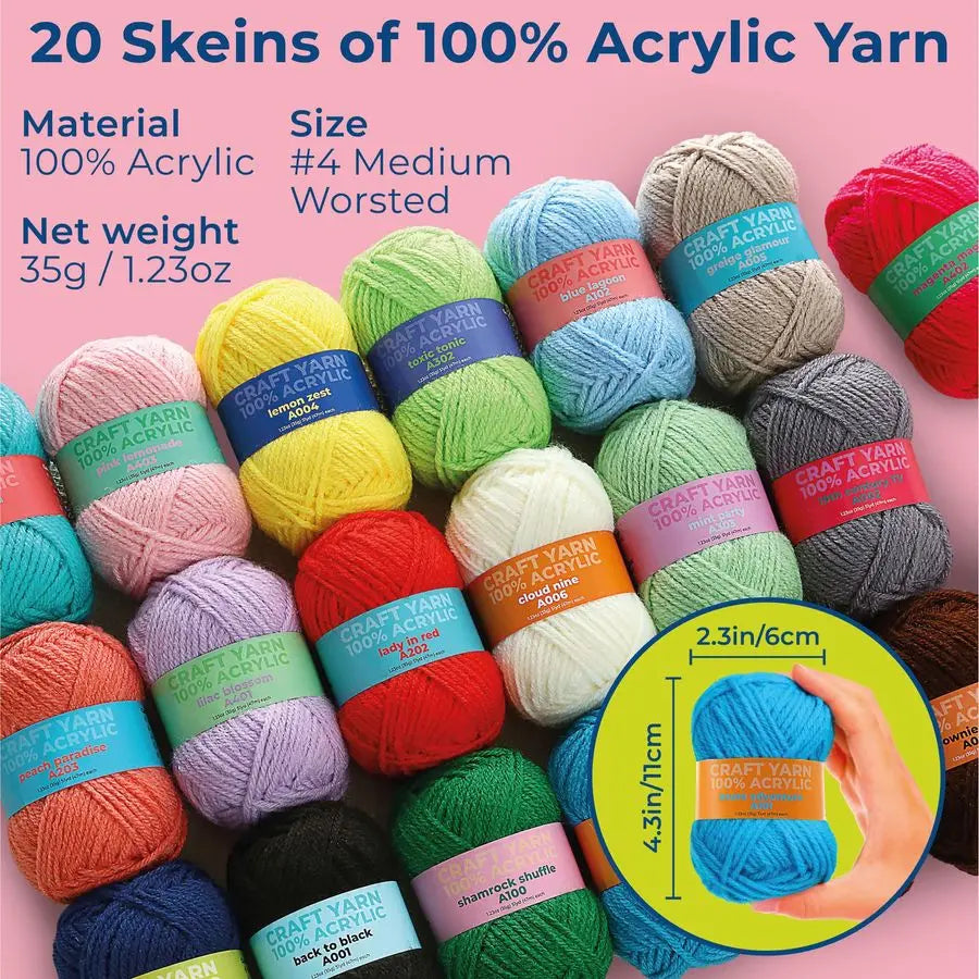 Learn to Crochet Kit for Beginners Adults Complete Beginner Set with 20 Yarn Skeins, 9 Hooks, Organizer Bag amp Book Perfect Cro