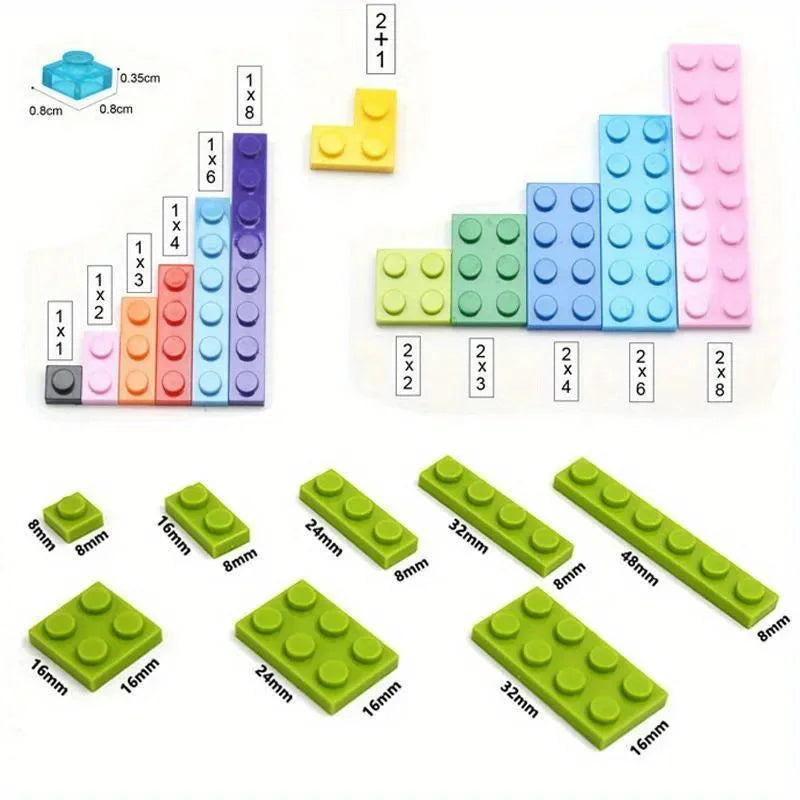 100PCS 12 Shapes Thin Plate Parts City Bulk Building Blocks Mixed Accessory Creative Bricks Compatible Brand 1x1 1x2 1x4 Dots