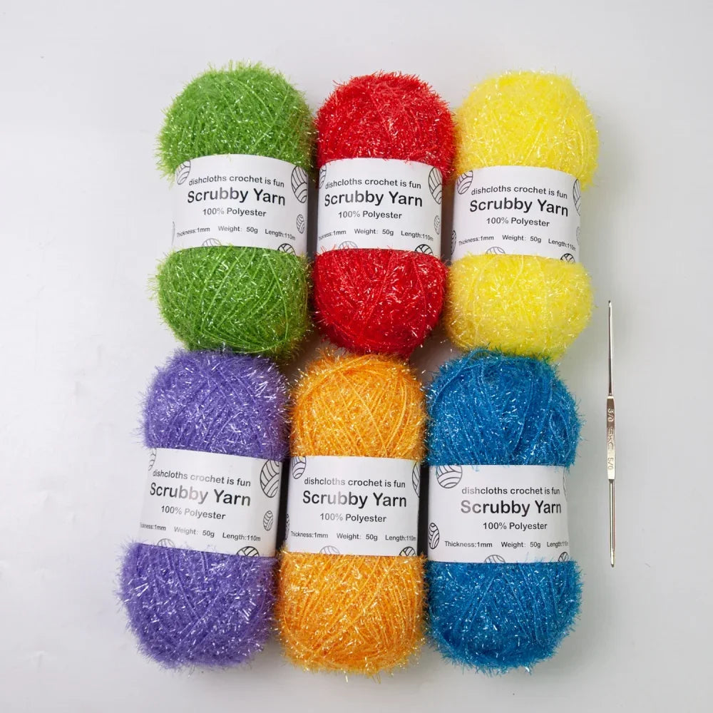 Scrubby Yarn for Scrubbies 6pcs Scrubbing Yarn Multi Colored
