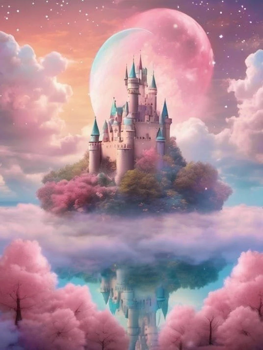 Fairy Dust Diamond Painting Castle Picture Square Diamond embroidery Landscape.