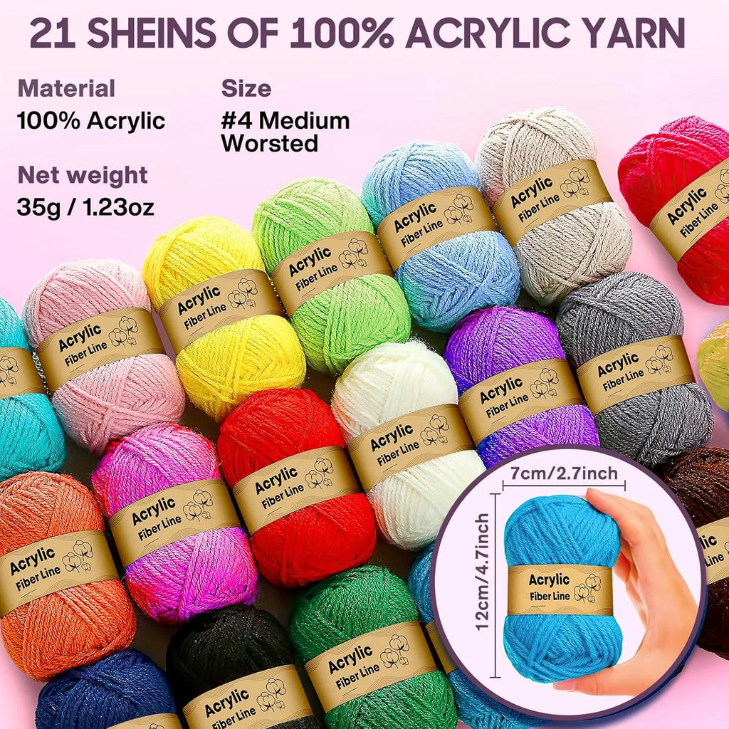 74-Piece Crochet Kit for Beginners with Storage Bag, Yarn, Hooks