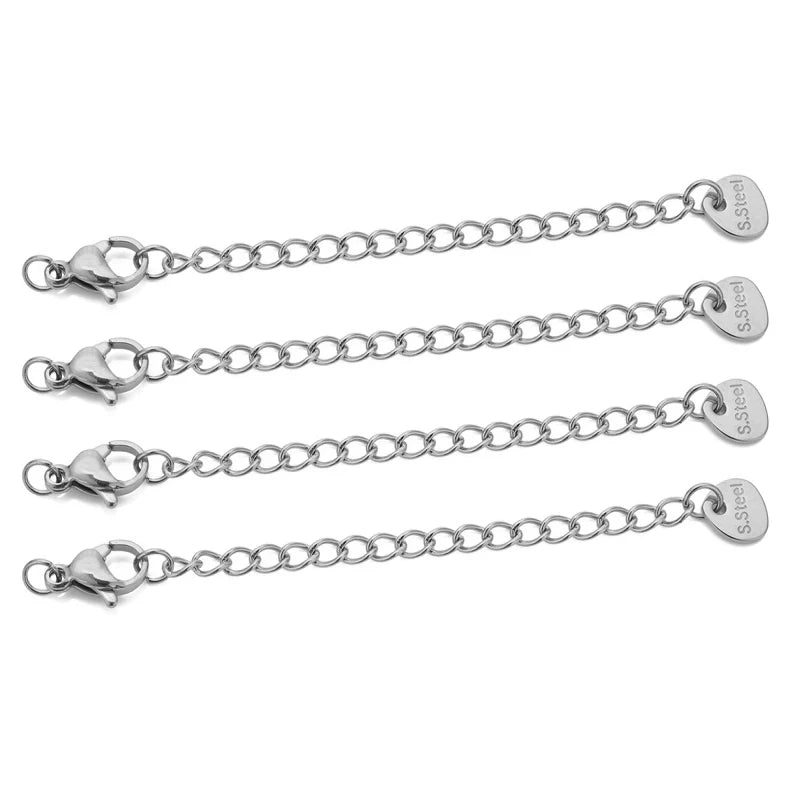 10pcs Stainless Steel Extension Chains with Lobster Clasps Connector Link