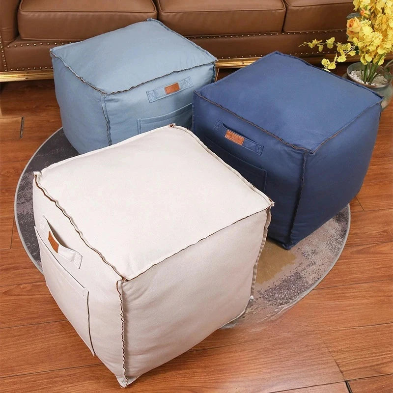 Unstuffed Pouf Cover No Filling Bohemian Lazy Floor Futon Under Desk Bedroom Decor