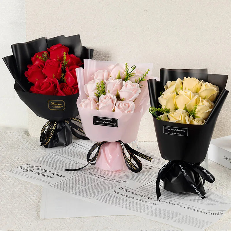 9 Heads Soap Flower Rose Bouquet Artificial Flower
