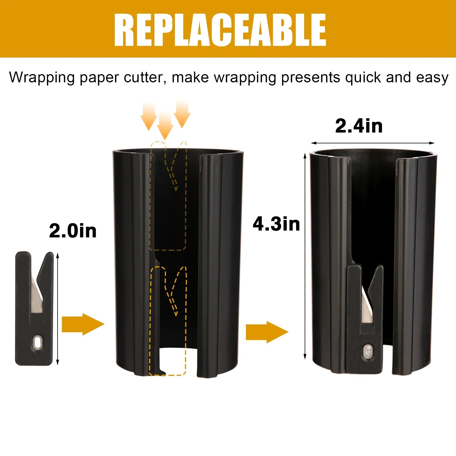 HORN Orange/Black Sliding Wrapping Paper Cutter