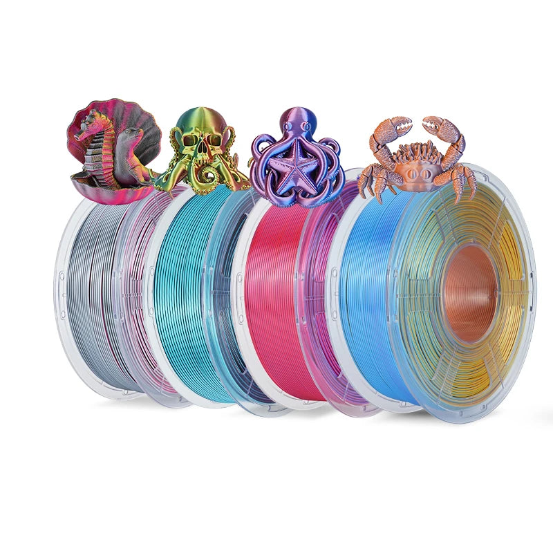 3D Printer Filament PLA+ SILK Four Colors 1.75mm Tolerances +/-0.02mm No bubbles FDM 3D Printer Materials DIY Gift