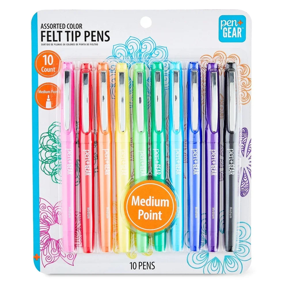 Assorted Felt Tip Markers , Quick Dry Smudge Proof No Bleed