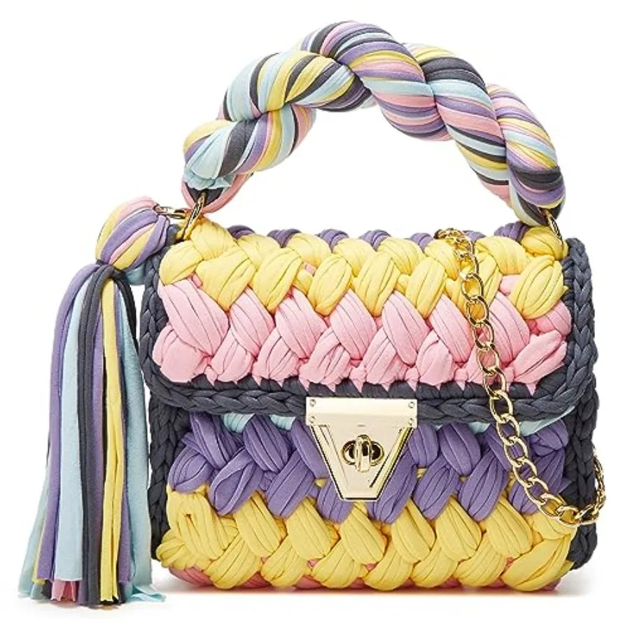 Chunky Yarn Knit Crochet Tote Purse Crossbody Bags for Women ,Clutch Flap ,Shoulder Bag.