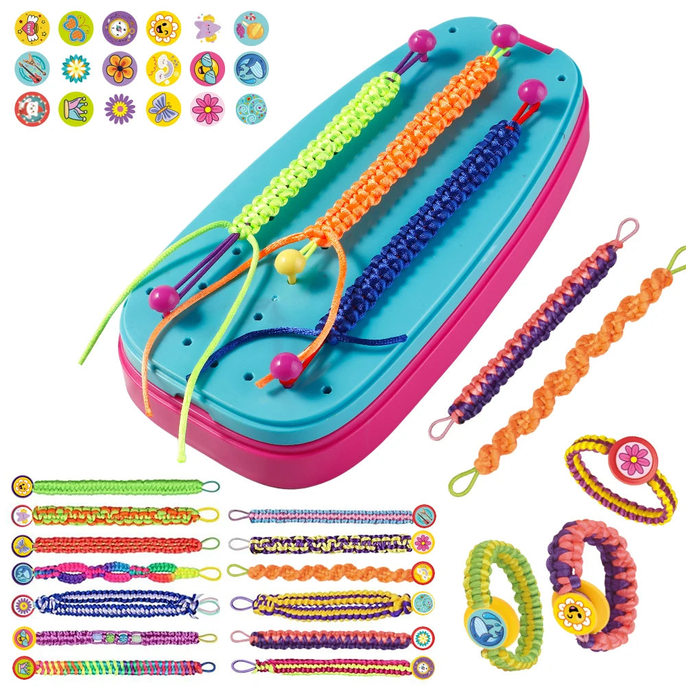 Girl's Bracelet Crafting Kit, Rainbow Rubber Band Loom Set, DIY Birthday Gift