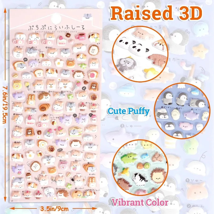 600+ Cute Mini Puffy Stickers - great for teens laptop, phone cases or glass cases and school supplies. Set for Girls Adults