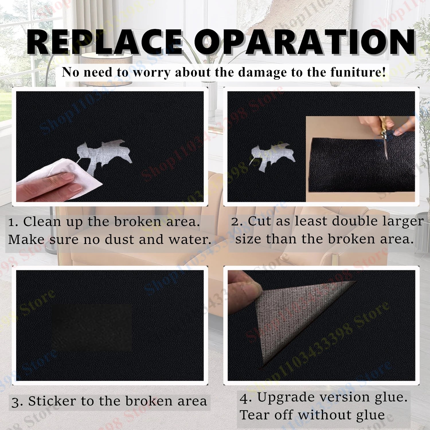 Self Adhesive Fix Patch Sticker Household Sofa PU Leather Repair Sticker