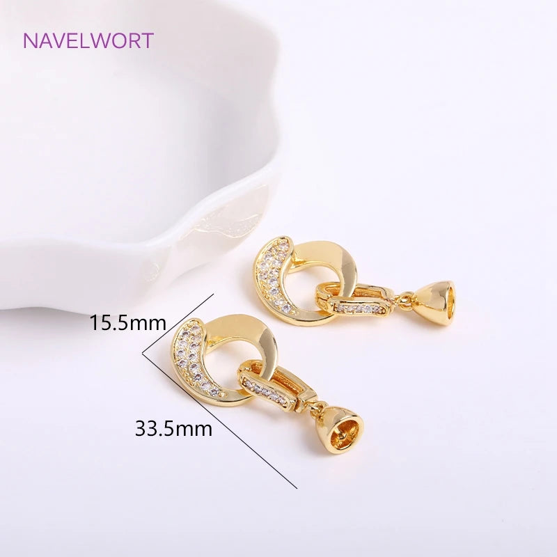 DIY Jewelry Accessories Inlaid Zircon Pearl Clasps Connectors 18K Gold Plated Pearl Clasps Fastener For Necklace Making Findings